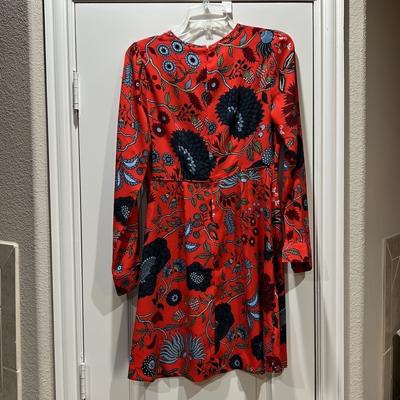 Ann Taylor Loft Primavera Tamale Red Floral Long Sleeve Dress - Picture 9 of 9